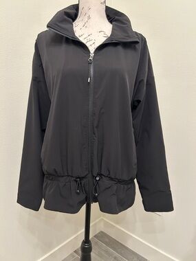 Spanx Black Utility Zip Jacket drawstring hem